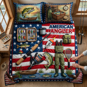 USA Fishing Quilt Bedding Set - Personalized Gifts For Fishing Lovers 05TYLU260326 - Blanket - GoDuckee