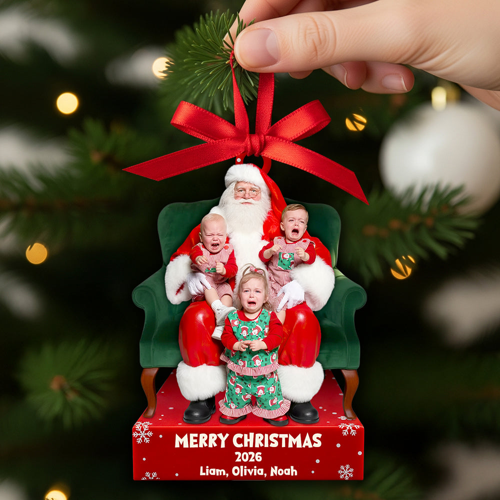 Crying on Santa’s Lap Ornament Custom Photo Christmas Gifts 02DTDT130925 - Ornament - GoDuckee