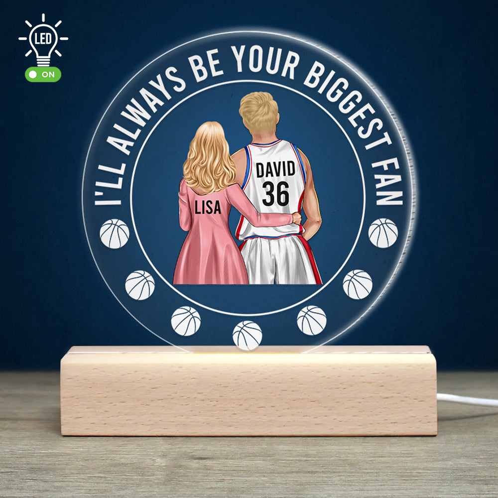 I'll Always Be Your Biggest Fan-Personalized Led Light- Gift For Couple- Basketball Couple Led Light - Led Night Light - GoDuckee
