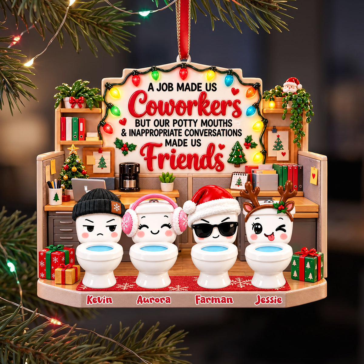 Funny Work Besties Christmas Ornament - Personalized Gifts For Coworker 02nata091026 - Ornament - GoDuckee