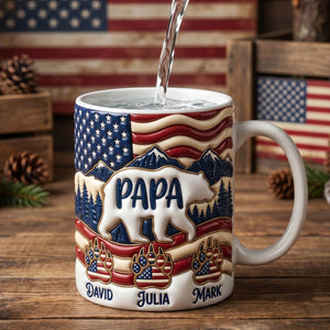 Patriotic Papa Bear Coffee Mug - Personalized Gift For Dads 03PADH150526 - Coffee Mug - GoDuckee