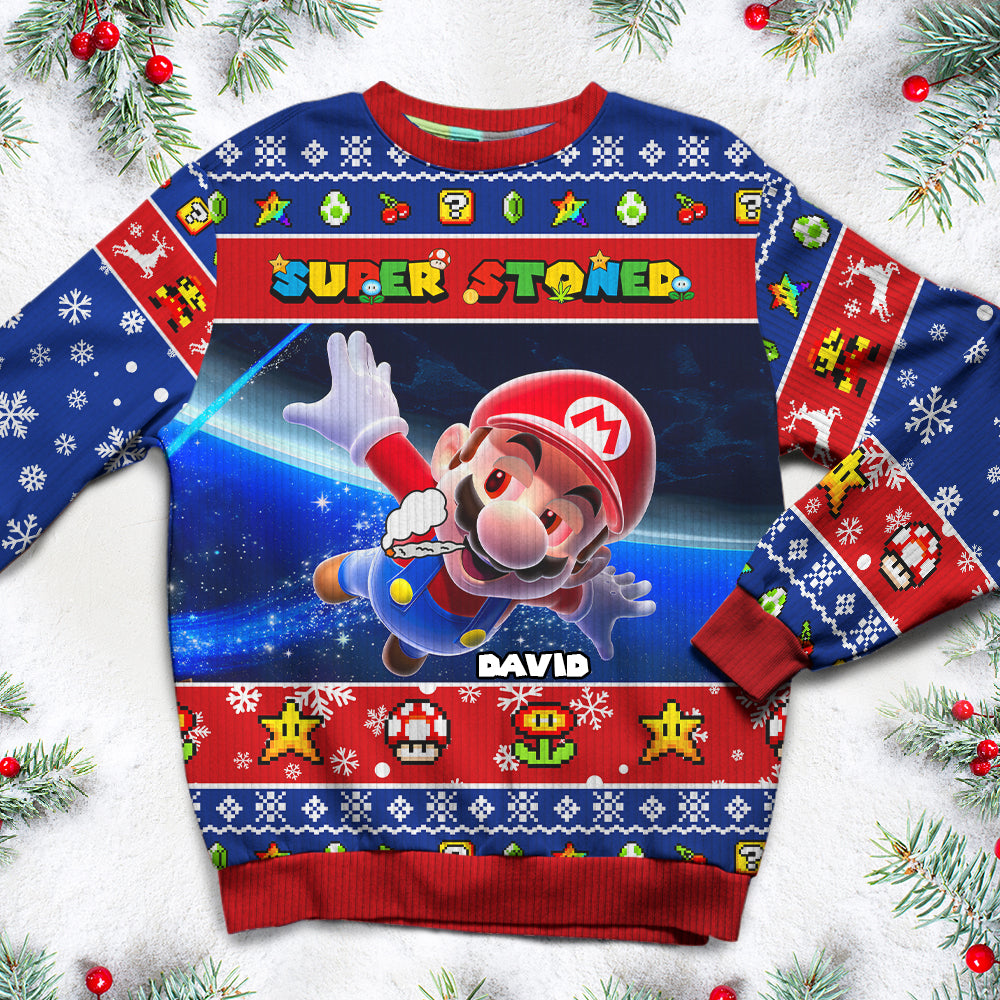 Personalized Gifts For Cartoon Lover Ugly Sweater Super Stoner 02TOMH271124