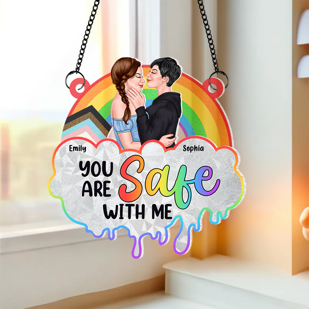 Personalized Gifts For Pride Couple Suncatcher Ornament 05QHPU200624TM, LGBT+ Ally Decor - Ornament - GoDuckee