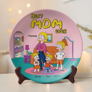 Personalized Gift For Mom Ceramic Round Plate- Best Mom Ever 01NATN120425PA - Ceramic Round Plate - GoDuckee