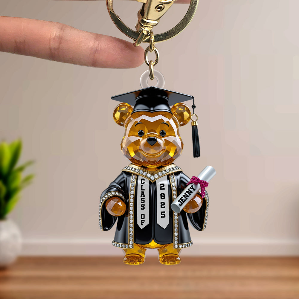 Bear Acrylic Keychain Personalized Gifts For Graduate Student 01natn230425 - Keychains - GoDuckee