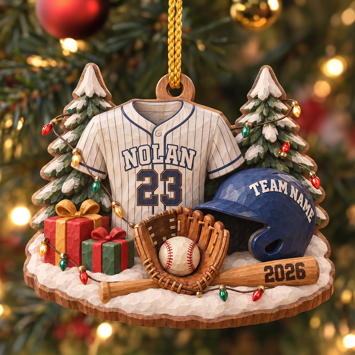 Batter Up Wood Effect Ornament, Personalized Gifts For Sport Lovers 04QHTN141026 - Ornament - GoDuckee