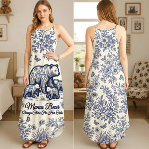 Toile De Jouy Bear Mom Dress - Personalized Gifts For Mother's Day Suspender Maxi Dress 01NATA250326 - Dress - GoDuckee