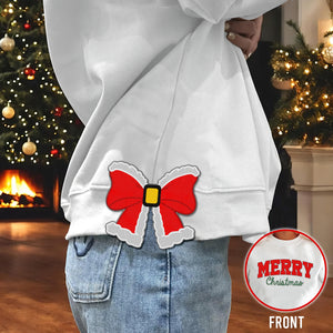 Merry Christmas Red Side Bow Embroidered Sweatshirt 11acqn011124 - Shirts - GoDuckee