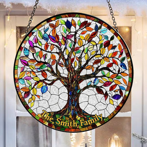 Personalized Gifts For Family Stained Glass 05acdt250824 Family Tree - Ornament - GoDuckee