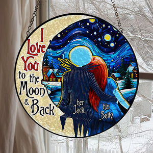 Personalized Gifts For Couple Stained Glass To The Moon 01ACDT080824 - Ornament - GoDuckee