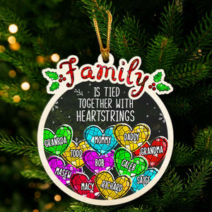 Personalized Christmas Gifts For Family, Family Is Tied Together With Heartstrings Ornament 02ACDT191024 - Ornament - GoDuckee