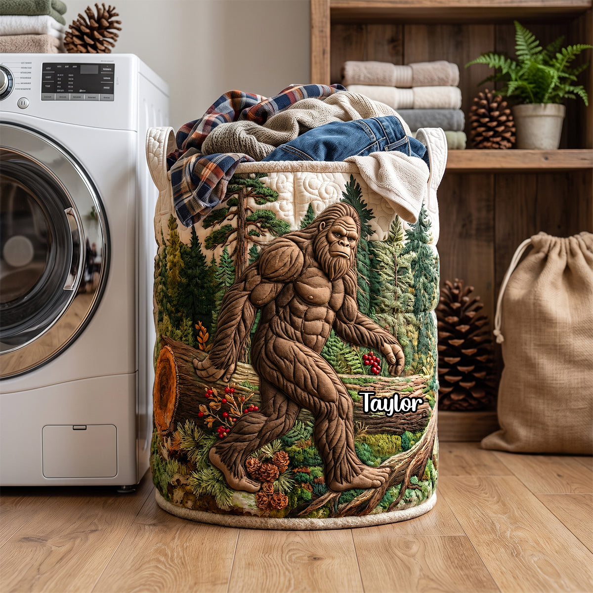 Calm Sasquatch Quilted Laundry Basket - Personalized Gifts For Bigfoot Lovers 03qhdh130726 - Laundry Basket - GoDuckee