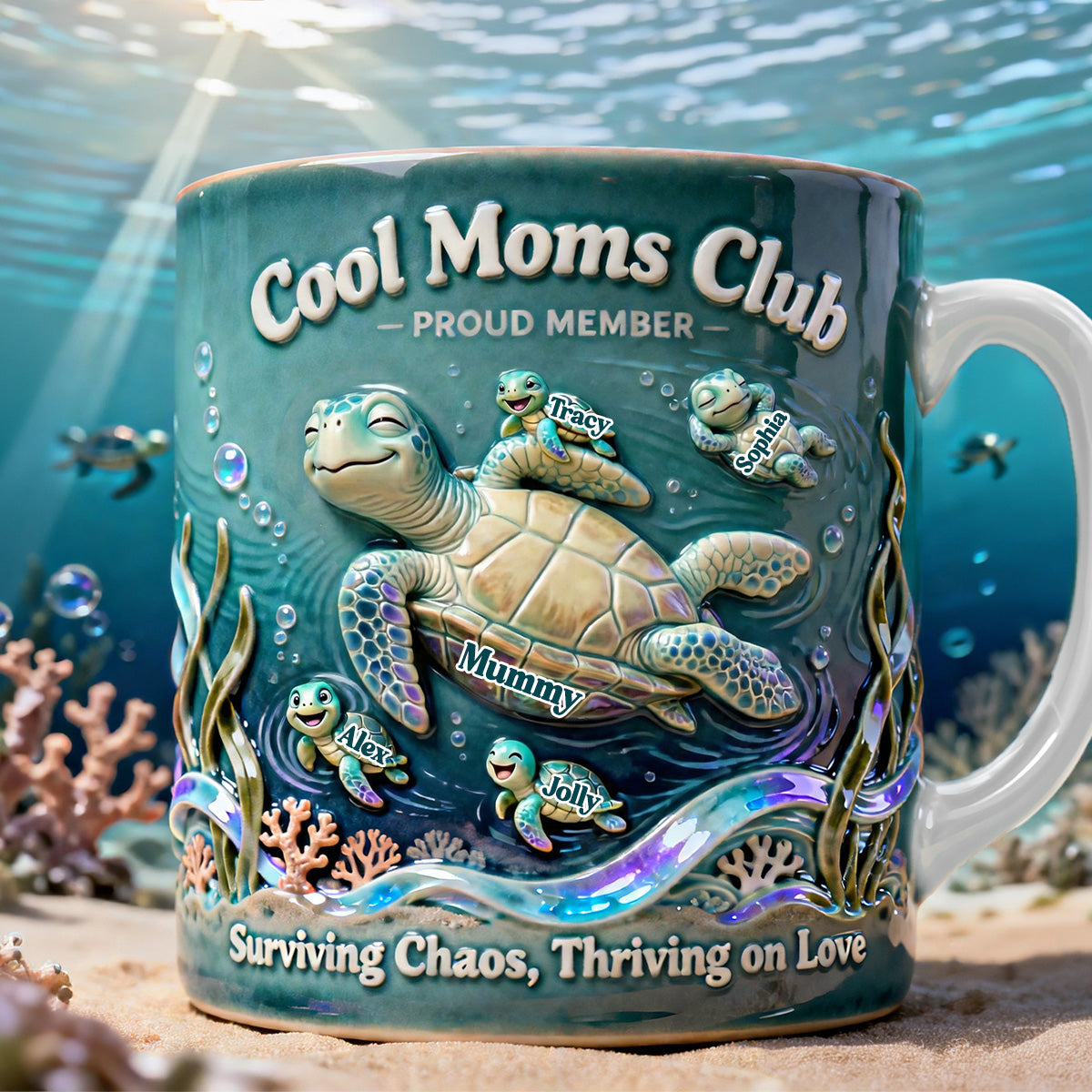 Chilling Turtle Mom Coffee Mug, Personalized Gifts For Mom 03qhmg020326 - Coffee Mug - GoDuckee