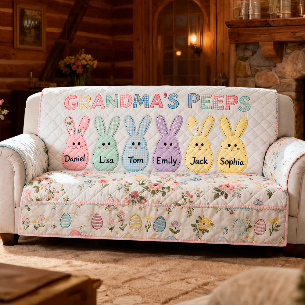 Happy Bunny Kids Quilted Sofa Cover - Personalized Easter Day Gifts 04HUDT110226 - Sofa Cover - GoDuckee