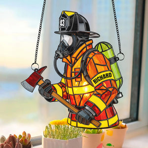 Firefighter Suncatcher Ornament - Personalized Gifts For Firefighters 01namg070725 - Ornament - GoDuckee