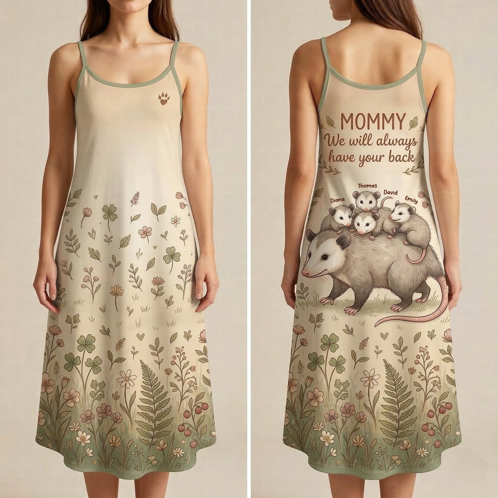Cute Opossum Mom Suspender Maxi Dress, Personalized Mother's Day Gifts 03qhqn170326 - Dress - GoDuckee