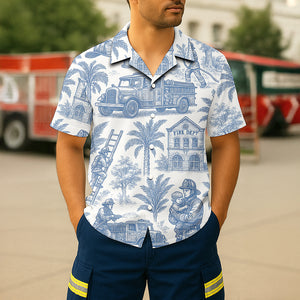 Firefighter Toile de Jouy Hawaiian Shirt - Gifts For Firefighters 04PGQN030725 - Hawaiian Shirts - GoDuckee