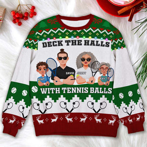 Personalized Gifts For Family Love Tennis, Christmas Ugly Sweater 03TOLU241024PA - AOP Products - GoDuckee