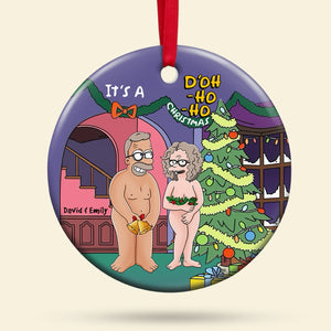 Personalized Gifts For Couple, Funny Cartoon Couple Christmas Ornament 02toqn120724hg - Ornament - GoDuckee