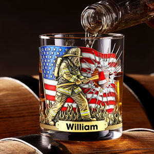 Patriotic Firefighter Drinking Glass – Personalized Gifts For Firefighter 04hyqn080925 - Whiskey Glass - GoDuckee