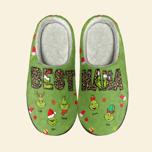 Best Family, Gift For Family, Personalized Home Slippers, Green Monster Family Slippers, Christmas Gift 03NAHN180923 - Shoes - GoDuckee