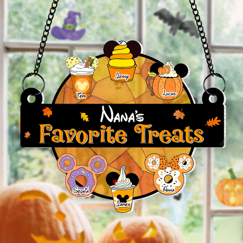 Personalized Halloween Gifts For Grandparents Suncatcher Ornament 02katn060824 Favorite Treats - Ornament - GoDuckee