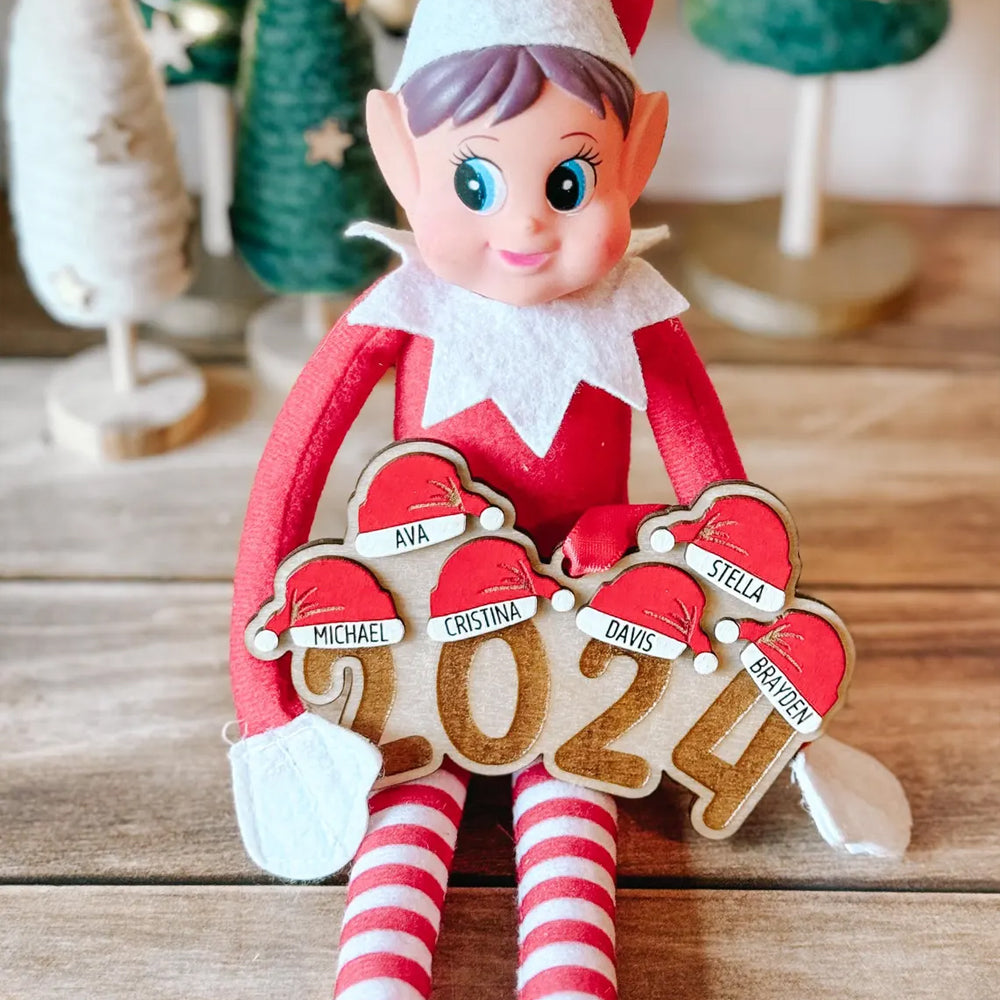 Christmas Gift For Family 10HUXX130924 2 Layers Wooden Ornament, Santa Hat Family Christmas Ornament - Ornament - GoDuckee