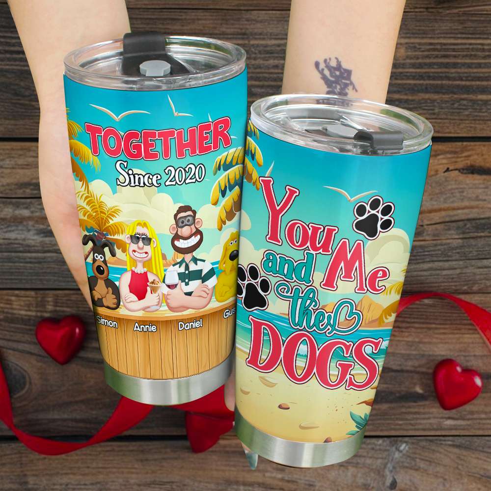 Personalized Gifts For Couples Tumbler Summer Couple & Fur Babies 03XQLU160125PA - Tumbler Cup - GoDuckee