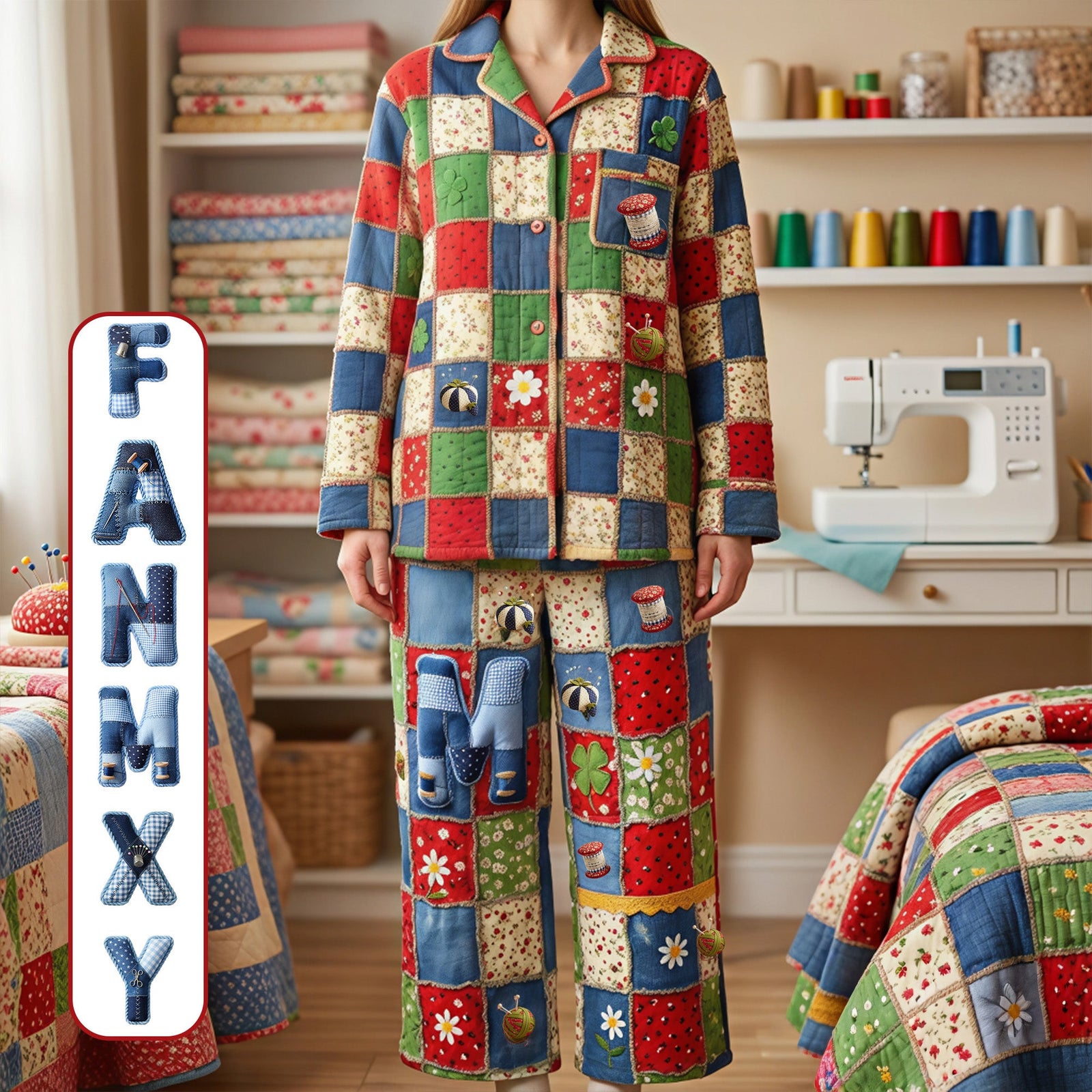 Sewing Patchwork Pajama Set - Personalized Gifts For Sewing Lovers 03pamg101225 - Pajama Set - GoDuckee