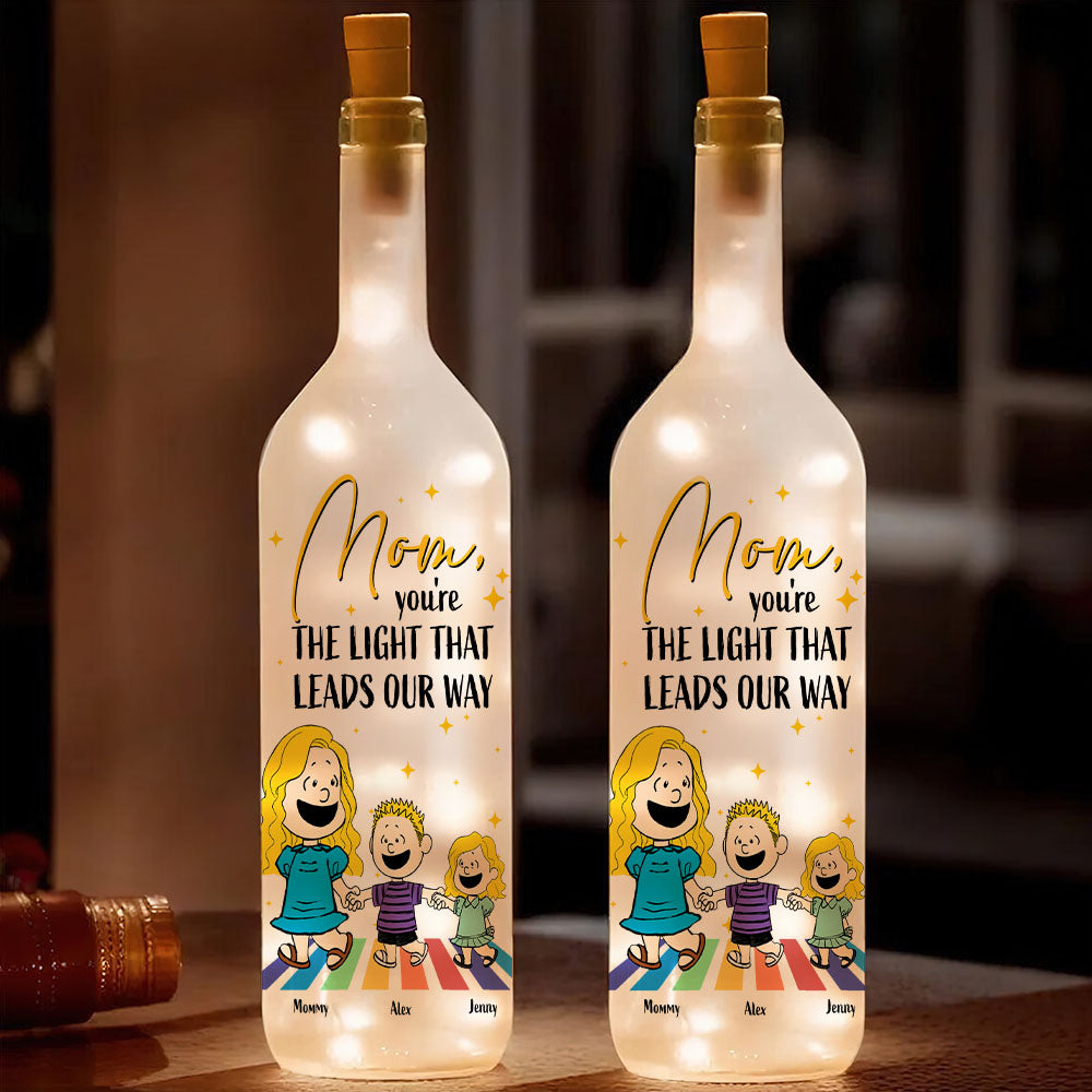 Personalized Gift For Mom Bottle Lamp Cartoon Mom And Kids 06KAMH190225HH - Bottle Lamp - GoDuckee