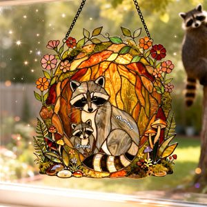 Raccoon Family Suncatcher Ornament - Personalized Gifts For Mom 01tylu260226 - Ornament - GoDuckee