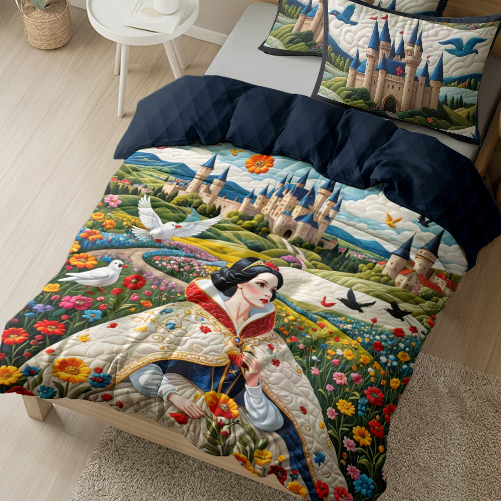 Floral Princess Quilt Bed Set 013HULU220125 - Blanket - GoDuckee