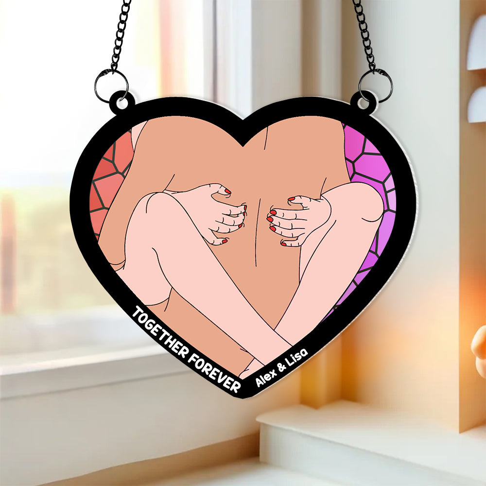 Personalized Gifts For Couple Suncatcher Window Hanging Ornament 035OHMH050624 - Ornaments - GoDuckee