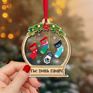 Christmas Family Socks 03NATN011123 Ornament, Personalized 2 Layer Mix Ornament, Christmas Gifts - Ornament - GoDuckee