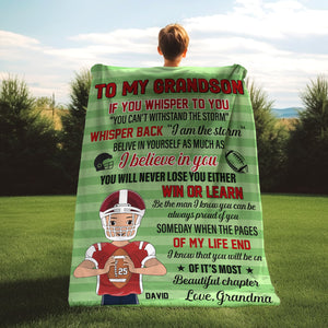 Always Proud Of You Personalized American Football Blanket Gift For Grandson - Blanket - GoDuckee