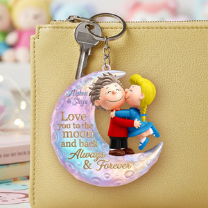 Love You To The Moon And Back Keychain - Personalized Gifts For Couple 01huta290126 - Keychains - GoDuckee