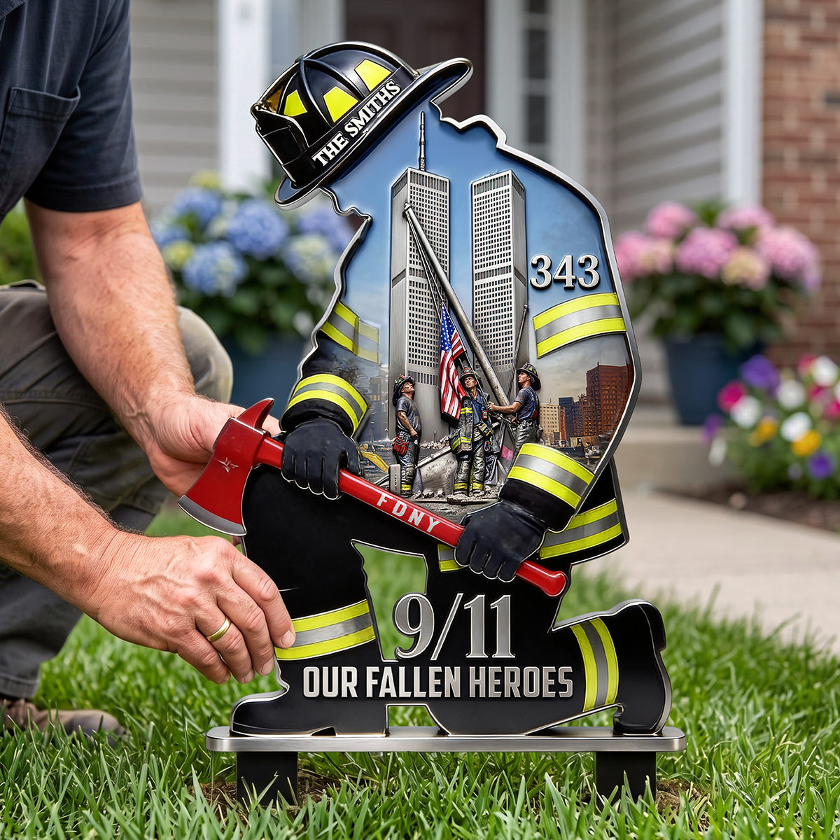 A Pray For Fallen Firefighters Metal Garden Stake - Personalized Gifts For Memorial 01huta060826 - Metal Signs - GoDuckee