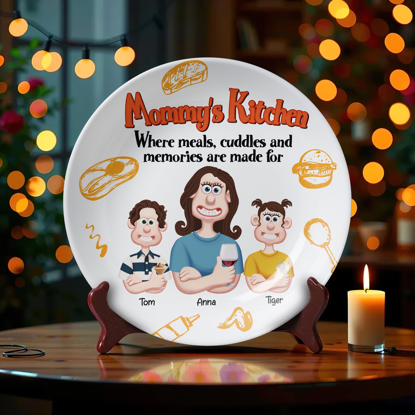 Personalized Gifts For Mom Ceramic Round Plate 05xqtn140325pa Mommy's Kitchen - Where Meals, Cuddles And Memories Are Made For - Ceramic Round Plate - GoDuckee