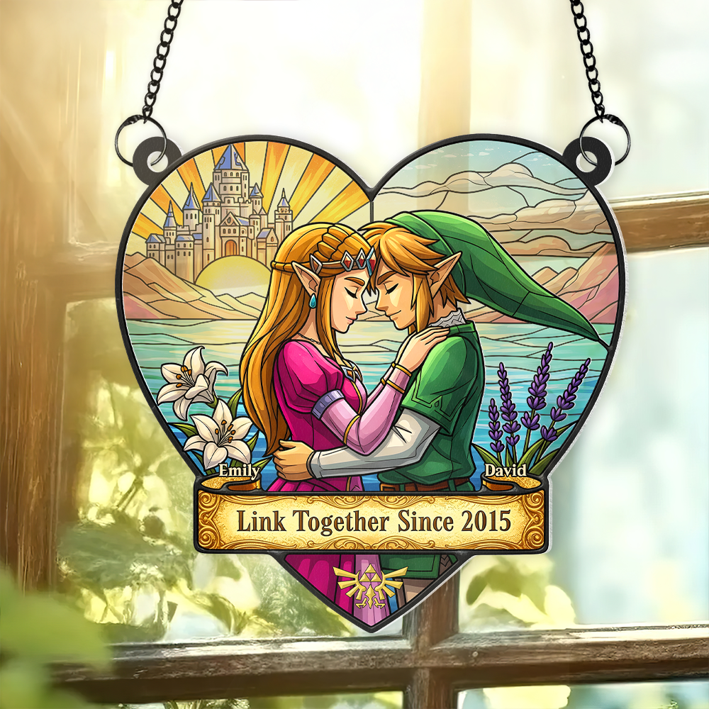 Couple Link Window Hanging Suncatcher Ornament - Personalized Gifts For Couple 02napu110625 - Ornament - GoDuckee