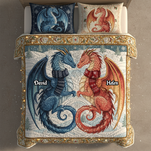 Mythical Dragon Couples Quilt Bedding Set Special Line - Personalized Gift For Couples 06HYMG011125 - Blanket - GoDuckee