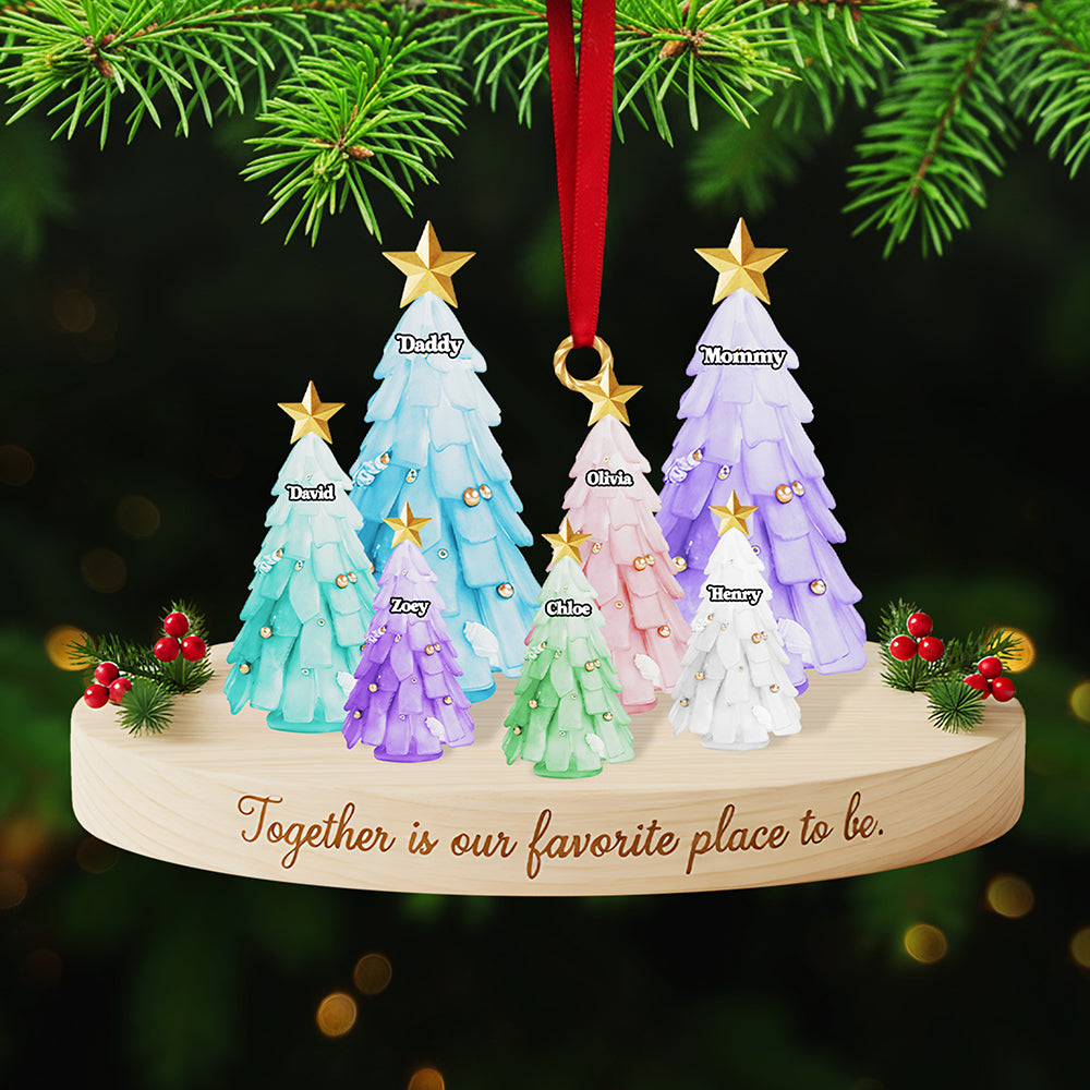Personalized Gifts For Family, Christmas Tree Sea Glass Family Acrylic Ornament 01nata131025 - Ornament - GoDuckee