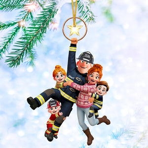 Fun Hanging Firefighter Family Ornament, Personalized Gifts For Family 04qhqn061025 - Ornament - GoDuckee