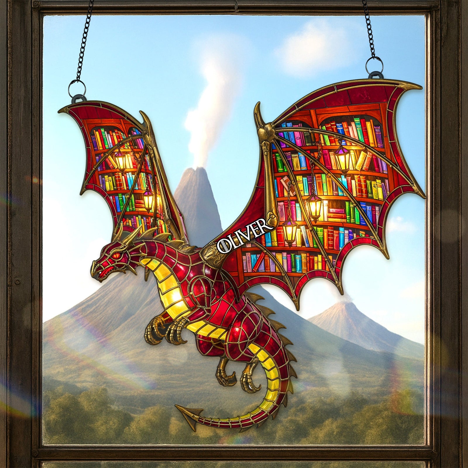 Book Lover Dragon Suncatcher Ornament - Personalized Gifts For Book Lover 04NAMG140825-Homacus