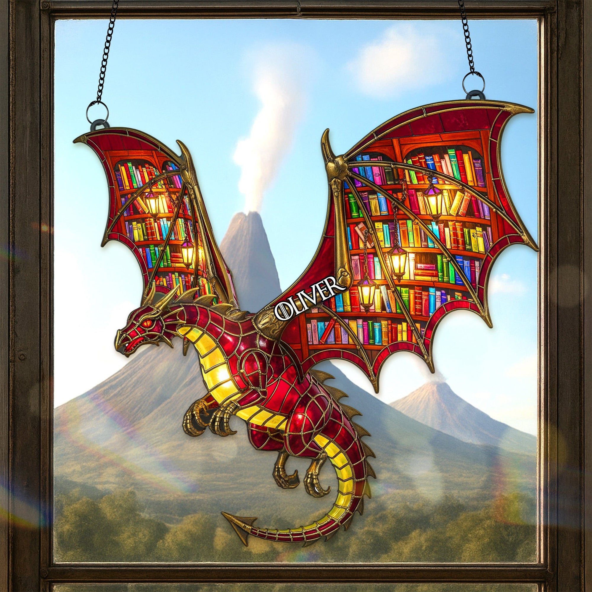 Book Lover Dragon Suncatcher Ornament - Personalized Gifts For Book Lover 04NAMG140825-Homacus