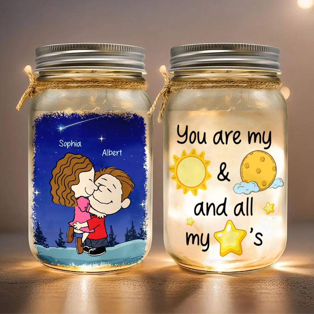 Personalized Gifts For Couple Mason Jar Light 03toqn090125hg You're My Sun And Moon And All My Stars - Drink Jar - GoDuckee