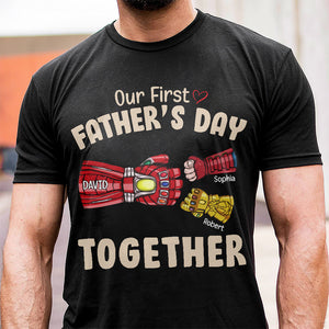 Our First Father's Day Together, Personalized Shirt, Dad And Kids' Fist Bump, Father's Day Gift, Birthday Gift For Dad06qhqn250523ha - Shirts - GoDuckee