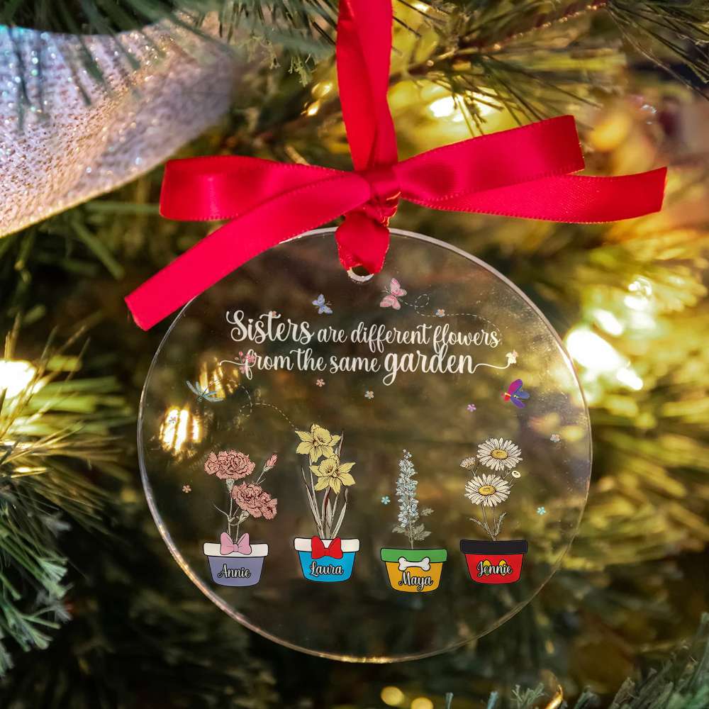 Personalized Gifts For Sisters, Christmas Ornament Sisters Are Different Flowers 01KALU301024 - Ornament - GoDuckee