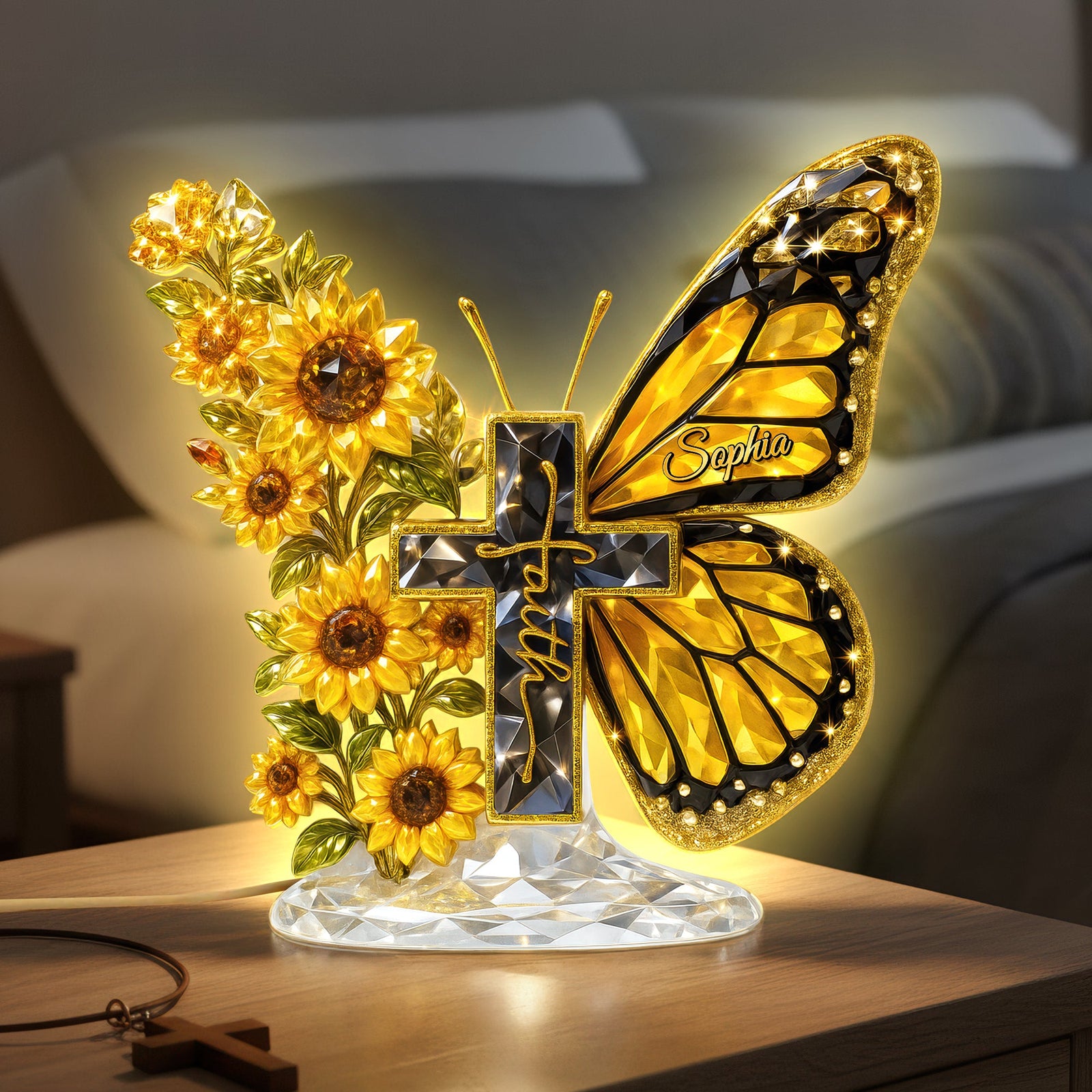 Faith Cross Acrylic Light Box - Personalized Gifts For Christians 05huqn051225 - Light Box - GoDuckee