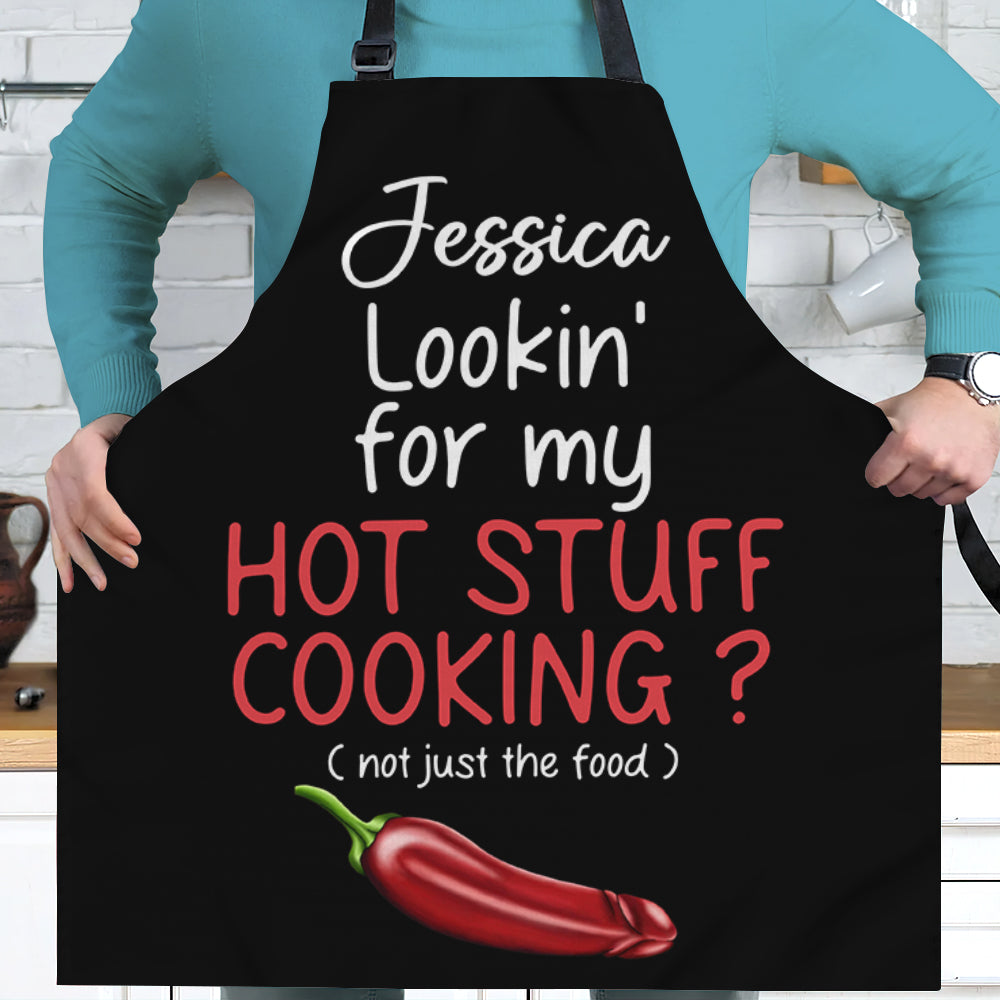 Personalized Gifts For Couple Aprons Hot Stuff Cooking - Aprons - GoDuckee