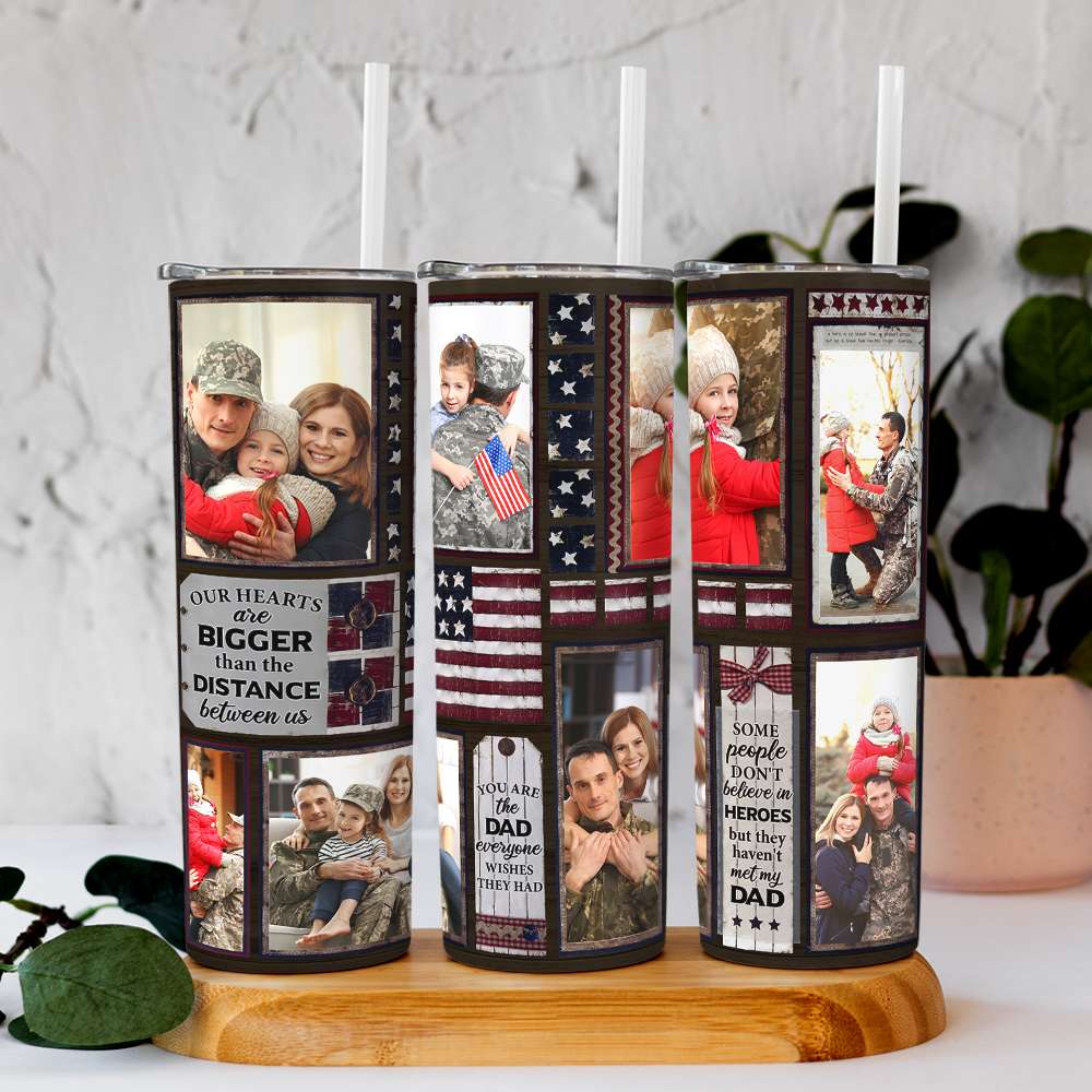 Personalized Gifts For Veteran Dad Skinny Tumbler The Distance Between Us - Tumbler Cup - GoDuckee